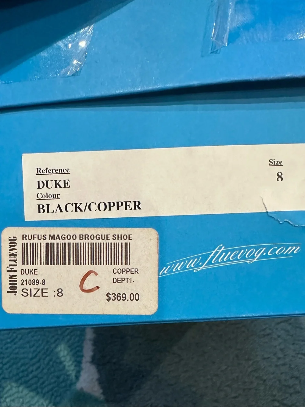 Fluevog NEW/BOX Rufus Magoo Duke black/copper brogue derby-M8/W10 (fits 7.5/9.5)